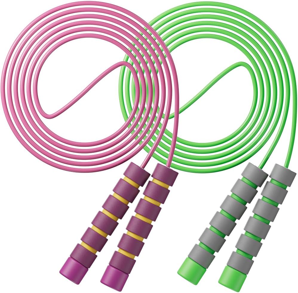 Jump Rope for Kids - Adjustable Soft Skipping Rope with Skin-Friendly Foam Handles for Kids, Boys, Girls, Children - Outdoor Fun Activity, Great Party Favor, Exerci Activity & Fitness