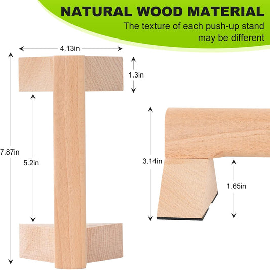 2-Piece Wooden Push-Up Handles with Non-Slip Base for Home and Outdoor Strength Training