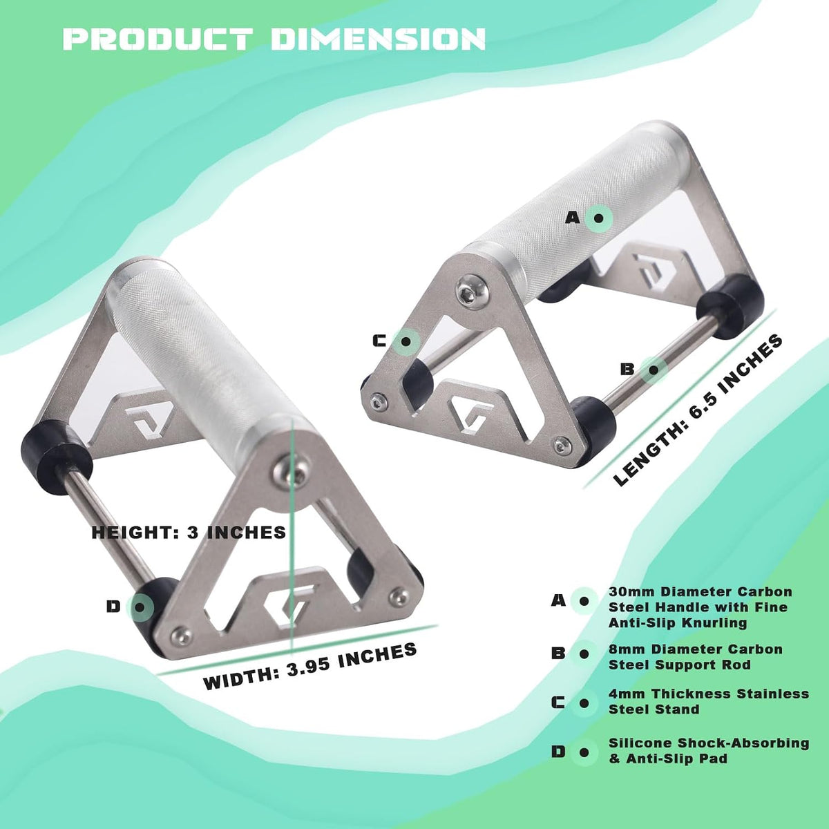 Push-Up Stand Pair with Aluminum Alloy Grips and Anti-Slip Silicone Pads, Heavy-Duty Strength Training Handles