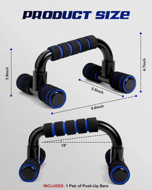 2-Pack Ergonomic Portable Push-Up Bars, Non-Slip Handles for Floor and Home Strength Workouts for Men and Women