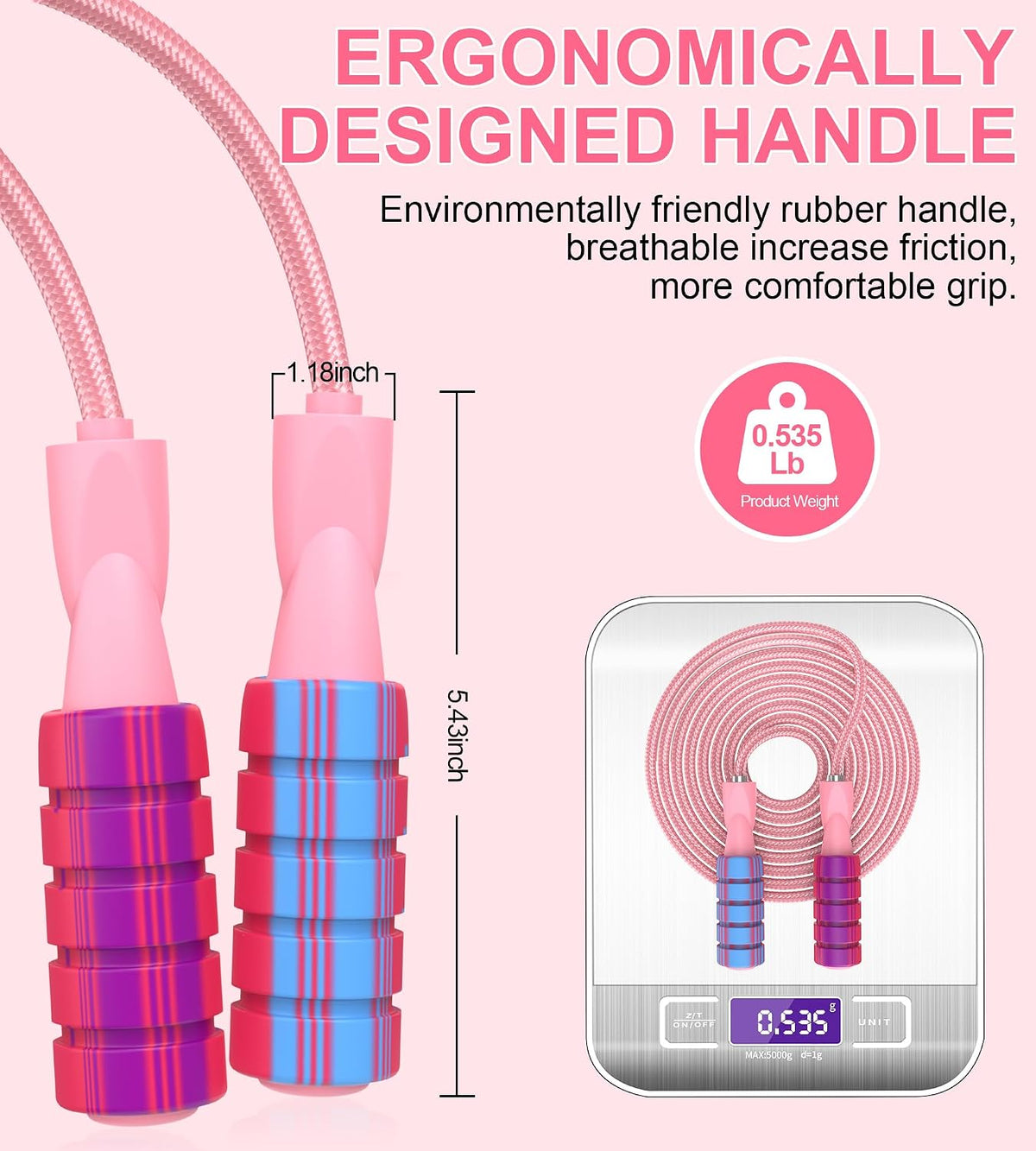 Jump Rope for Women Men, Fitness Jumprope for Women Workout, Adjustable Adult Exerci Skipping Rope
