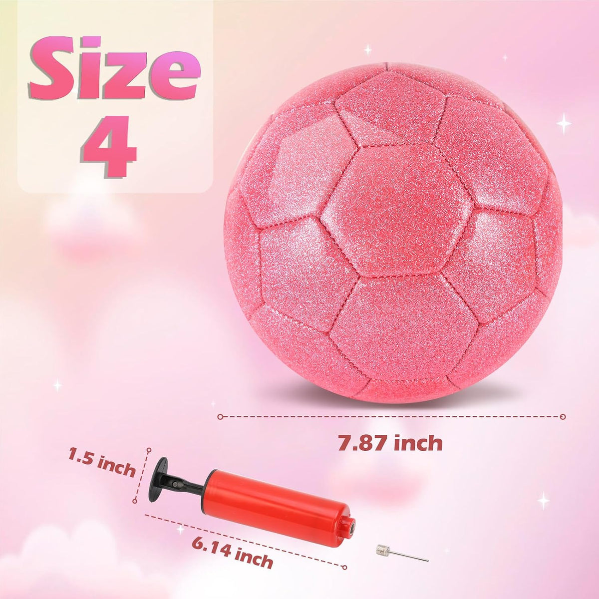 Pink Glitter Soccer Ball For Kids