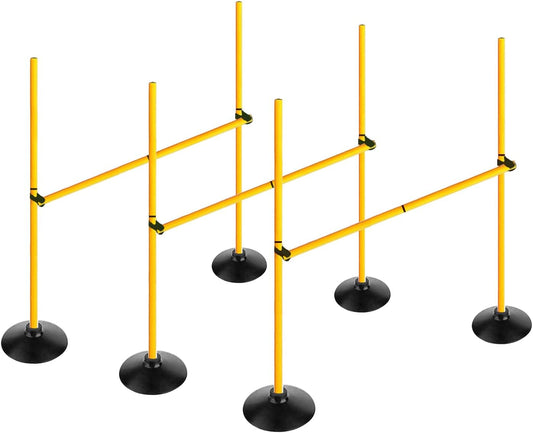 Adjustable Height Agility Hurdle Set Multi-Function Soccer Trainning Pole Set Coaching Sticks with Rubber Base