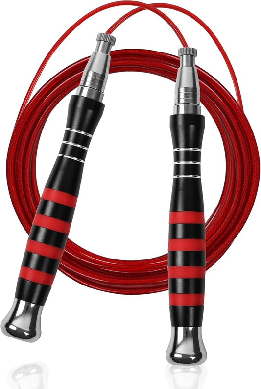 Speed Jump Rope - No-Screw Design, 360° Rotation, Non-Slip Silicone, Weighted, Includes 2 Handles, Portable Fitness Tool for Boxing