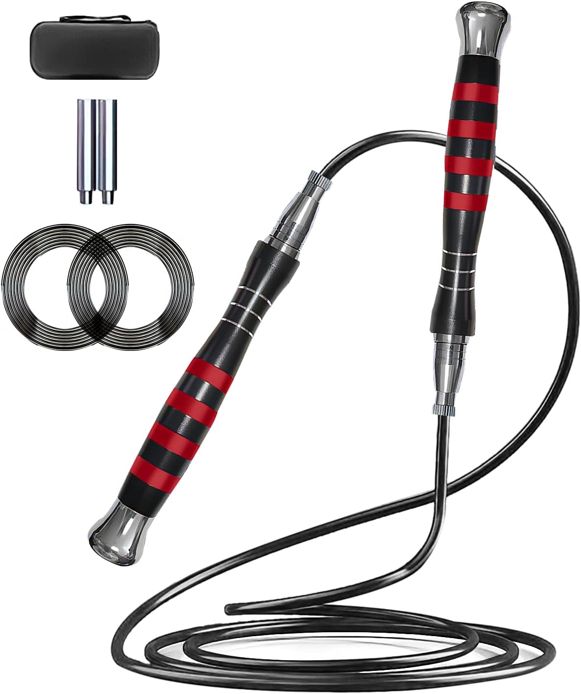 Speed Jump Rope, Double Under Jumping Rope, Aluminium Handle Skipping Rope for lf-Locking Which is Easy to Adjust Length, Removable Weight, Boxing  Fitness Training for Men Women