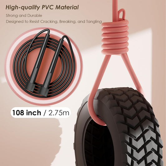 2 Pack Jump Rope for Fitness, Speed Rope Skipping Rope for Men, Kids and Women, Jumping Rope for Workout,  Long Jump Rope t, Adjustable Exerci Jump Rope Boxing for Adult