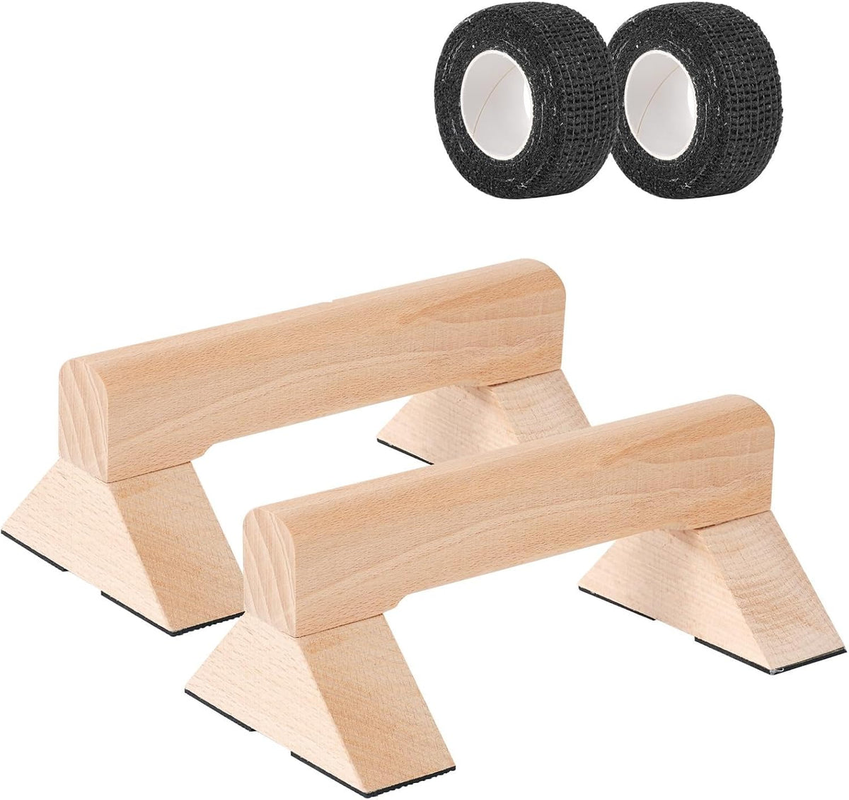 2-Piece Wooden Push-Up Handles with Non-Slip Base for Home and Outdoor Strength Training