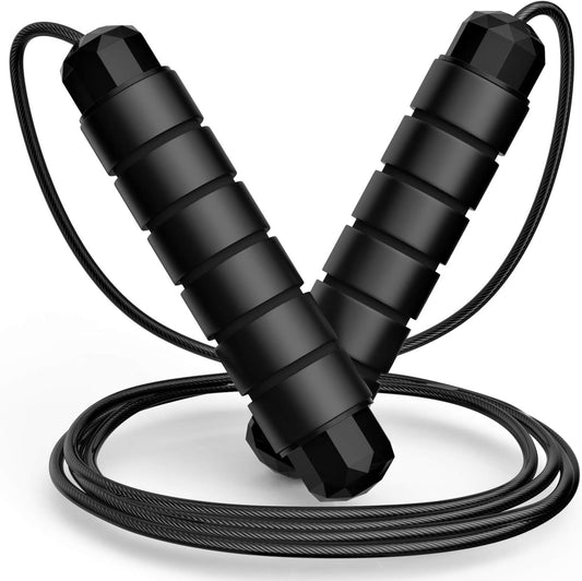 Jump Rope, Tangle-Free Rapid Speed Jumping Rope ble with Ball Bearings for Women, Men, and Kids, Adjustable Steel Jump Rope Workout with Foam Handles for Fitness, Home Exerci & Slim Body