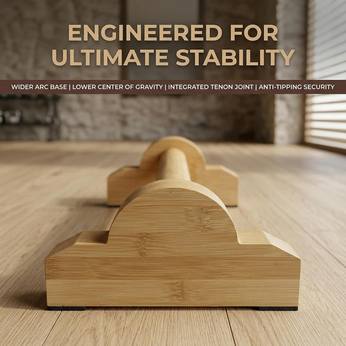 Lightweight Wood Push-Up Stands with Ergonomic Wrist-Friendly Grip and Non-Slip Base for Home and Floor Workouts